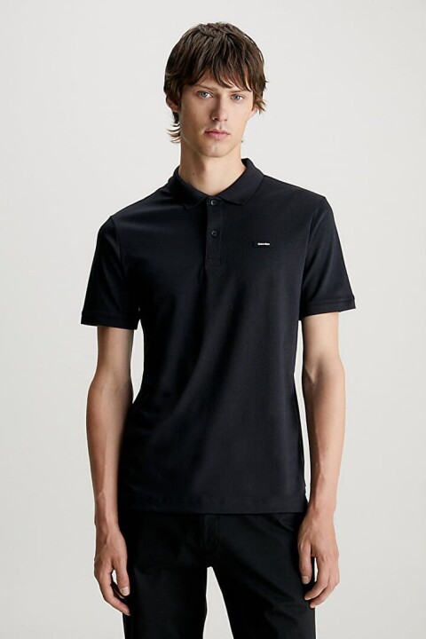 Erkek Ck Smooth Pamuk Polo T-Shirt - Siyah 