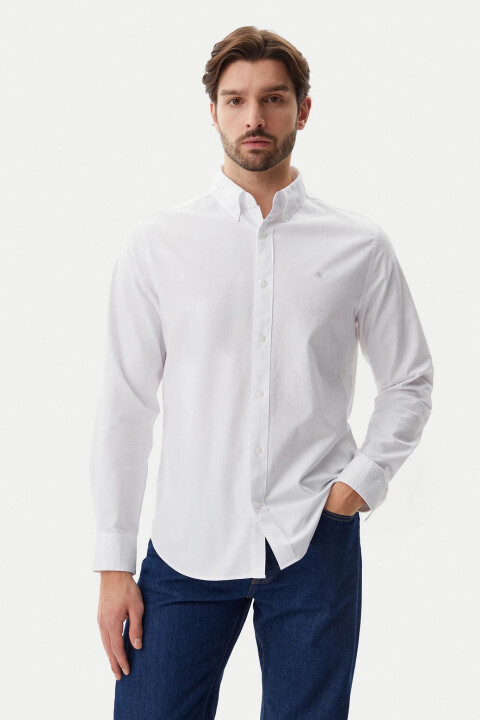 Erkek Ck Solid Oxford Klasik Gömlek - Beyaz 