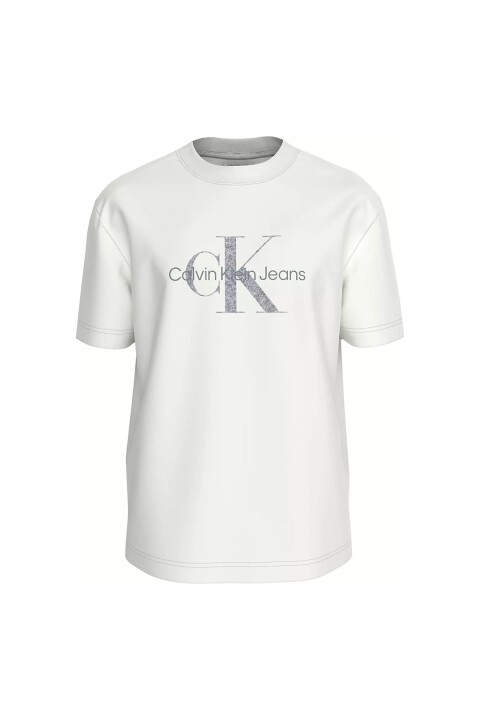 Erkek Ck Textured Monologo T-Shirt - Beyaz 
