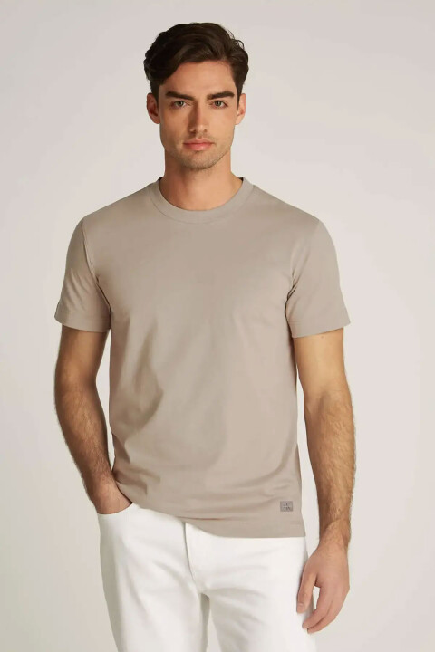Erkek Ck Woven Label Regular T-Shirt - Gri 
