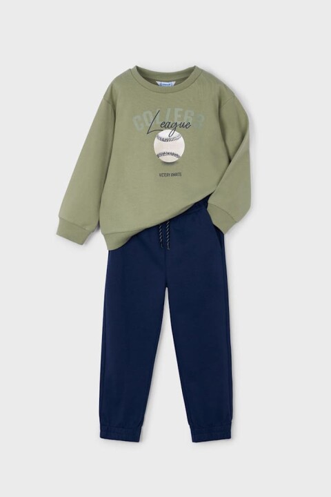 Erkek Çocuk Beyzbol Baskılı Eşofman Takımı - Yeşil/Lacivert 