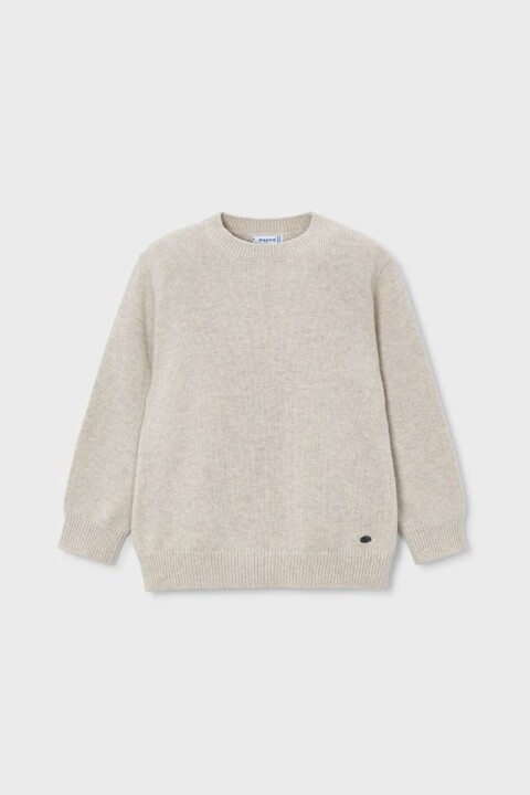 Erkek Çocuk Bisiklet Yaka Basic Triko Kazak - Bej 