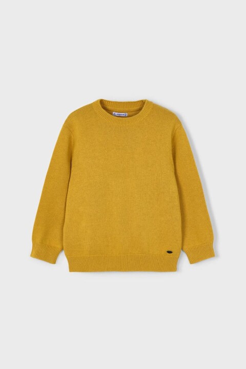 Erkek Çocuk Bisiklet Yaka Basic Triko Kazak - Hardal 