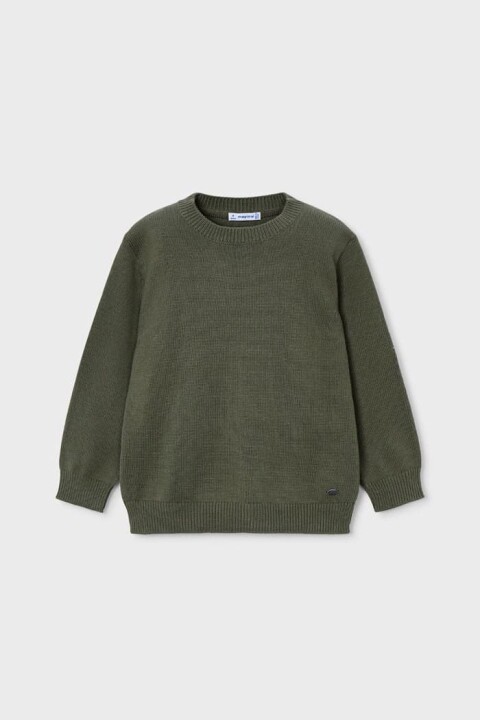 Erkek Çocuk Bisiklet Yaka Basic Triko Kazak - Yeşil 