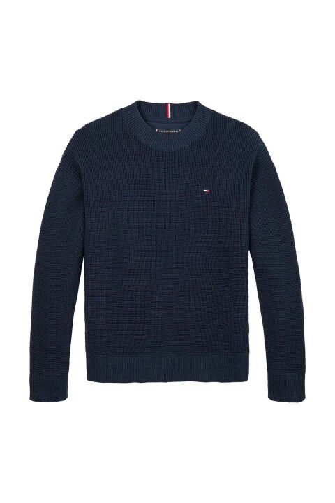 Erkek Çocuk Bisiklet Yaka Dokulu Pamuklu Triko Kazak - Lacivert 