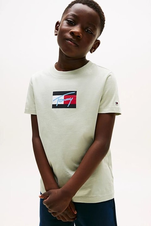 Erkek Çocuk Bisiklet Yaka Grafik Baskılı T-Shirt - Açık Yeşil 