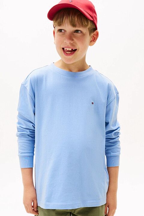 Erkek Çocuk Bisiklet Yaka Uzun Kollu T-Shirt - Açık Mavi 