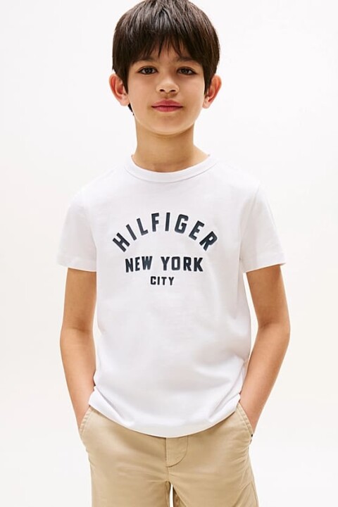 Erkek Çocuk Bisiklet Yaka Yazı Baskılı T-Shirt - Beyaz 