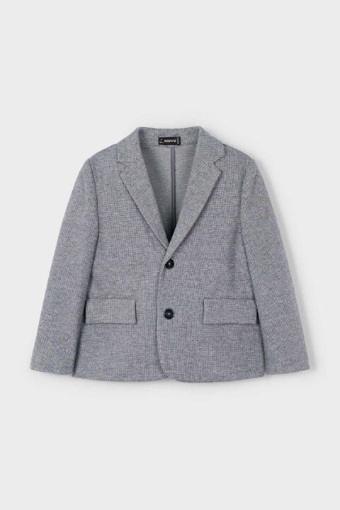 Erkek Çocuk Ceket Yaka Cepli Triko Blazer Ceket - Gri 