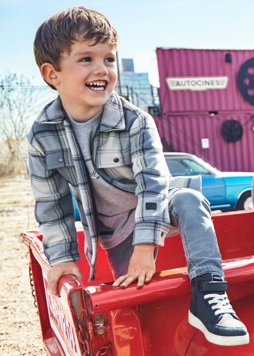 Erkek Çocuk Ekoseli Mont Mavi 