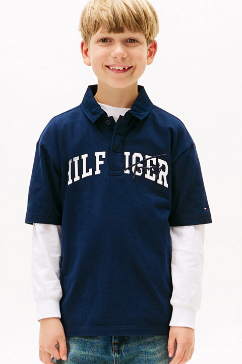 Erkek Çocuk Grafik Baskılı Polo Yaka T-Shirt - Lacivert 