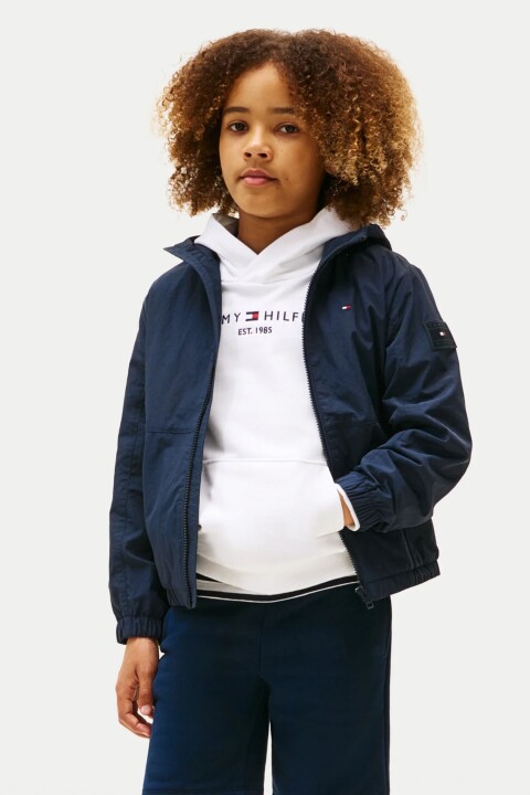 Erkek Çocuk Kapüşonlu Sırtı İşlemeli Rüzgarlık - Lacivert 