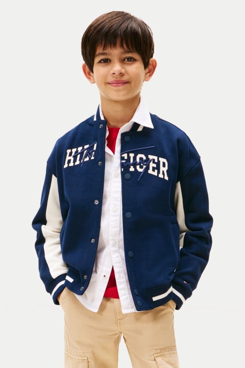 Erkek Çocuk Kolej Yaka Renk Bloklu Sweatshirt Ceket - Lacivert 