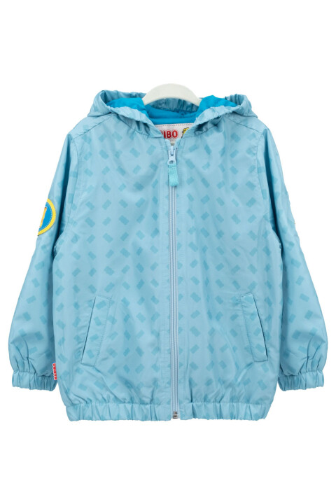 Erkek Çocuk Normal Kalıp Kapüşonlu Rüzgara Dayanıklı Rüzgarlık - Açık Mavi 