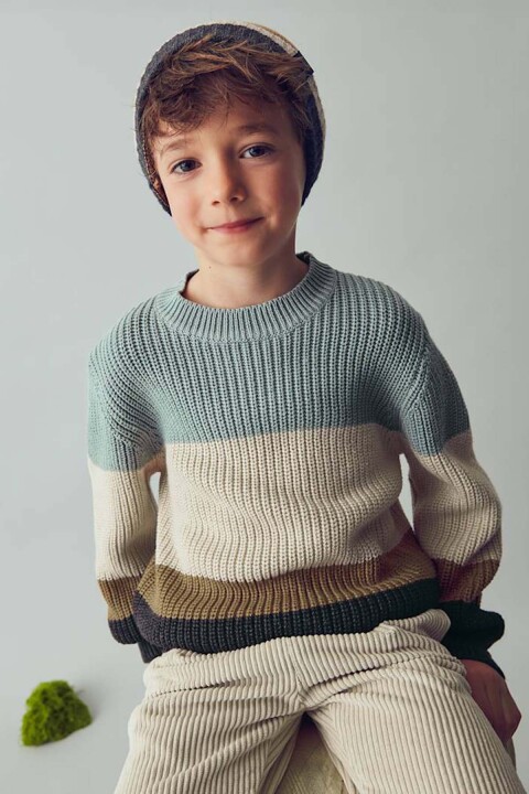 Erkek Çocuk Örgü Kazak - Çok Renkli 