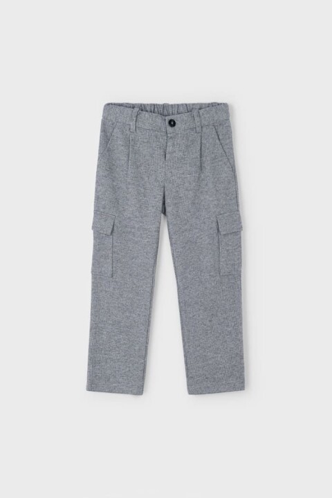 Erkek Çocuk Rahat Kalıp Kargo Cepli Pantolon - Gri Melanj 