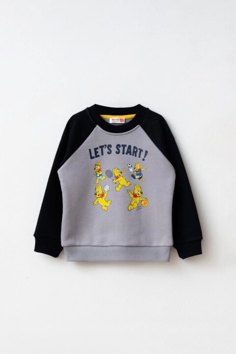 Erkek Çocuk Reglan Kollu Baskılı Sweatshirt - Lacivert 