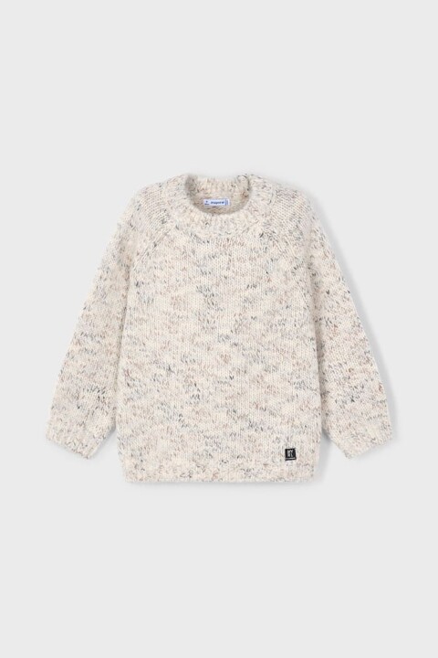 Erkek Çocuk Reglan Kollu Kırçıllı Triko Kazak - Bej 