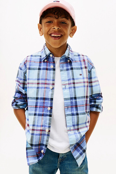 Erkek Çocuk Regular Kalıp Ekose Gömlek - Mavi 