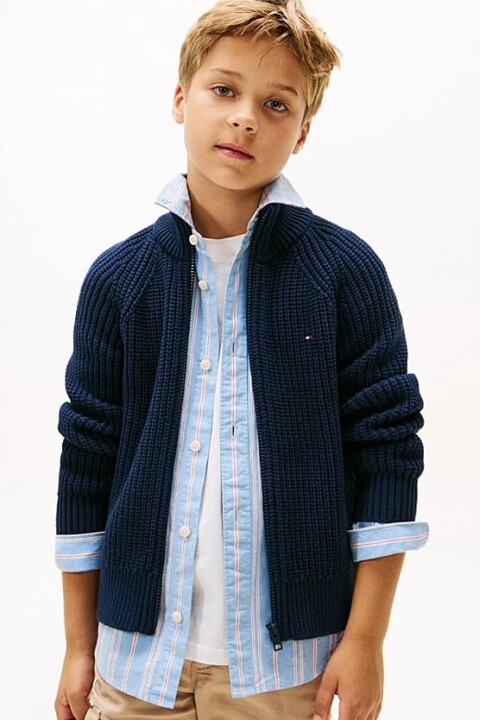 Erkek Çocuk Regular Kalıp Selanik Örgü Fermuarlı Hırka - Lacivert 