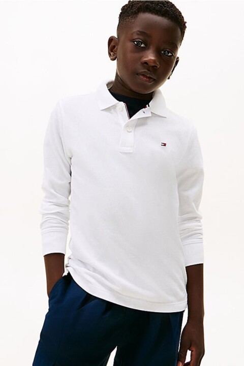 Erkek Çocuk Regular Kalıp Uzun Kollu Pike Polo Yaka T-Shirt - Beyaz 