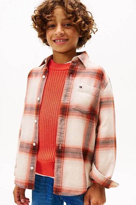 Erkek Çocuk Regular Kalıp Waffle Dokulu Ekose Gömlek - Çok Renkli 