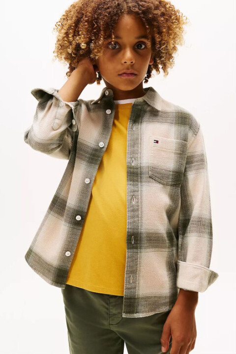 Erkek Çocuk Regular Kalıp Waffle Dokulu Ekose Gömlek - Çok Renkli 