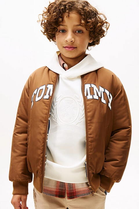 Erkek Çocuk Relaxed Fit Çift Taraflı Bomber Ceket - Kahverengi 