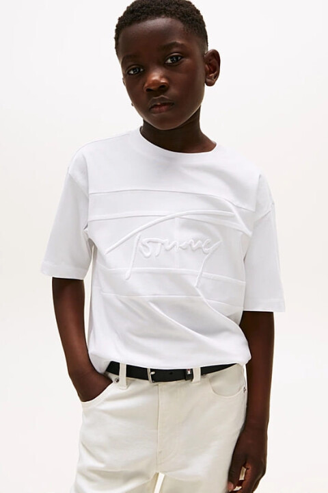 Erkek Çocuk Signature Embroidery T-Shirt - Beyaz 
