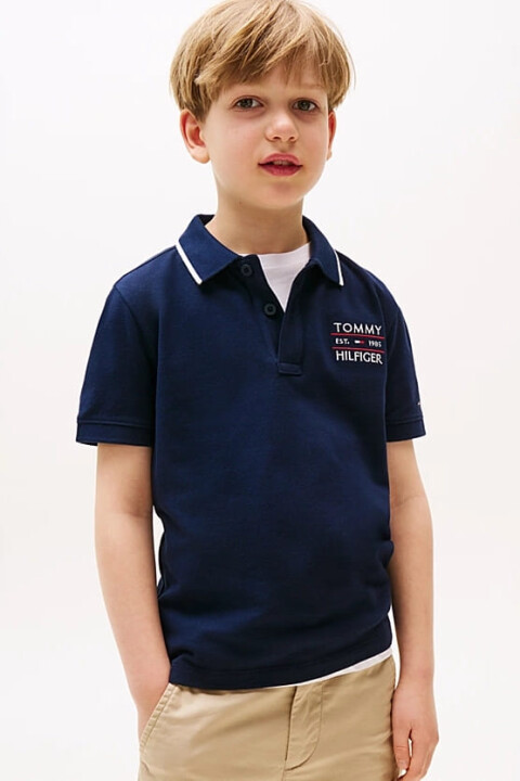 Erkek Çocuk Th Bayrak Logo Polo T-Shirt - Lacivert 