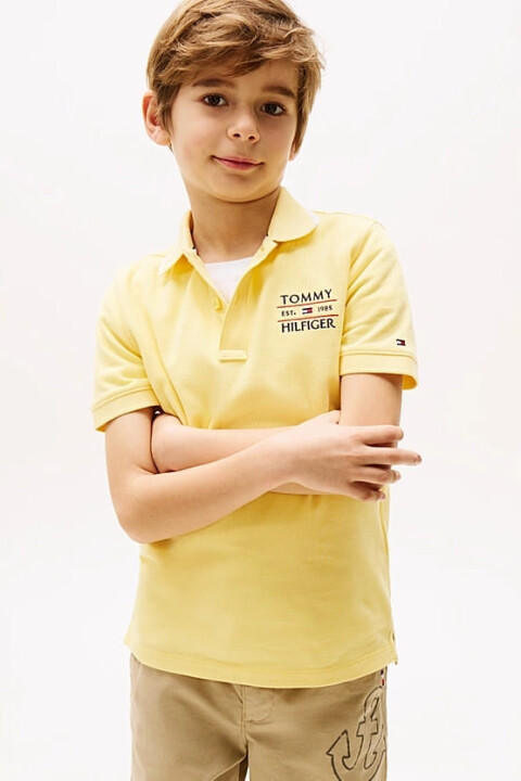 Erkek Çocuk Th Bayrak Logo Polo T-Shirt - Sarı 