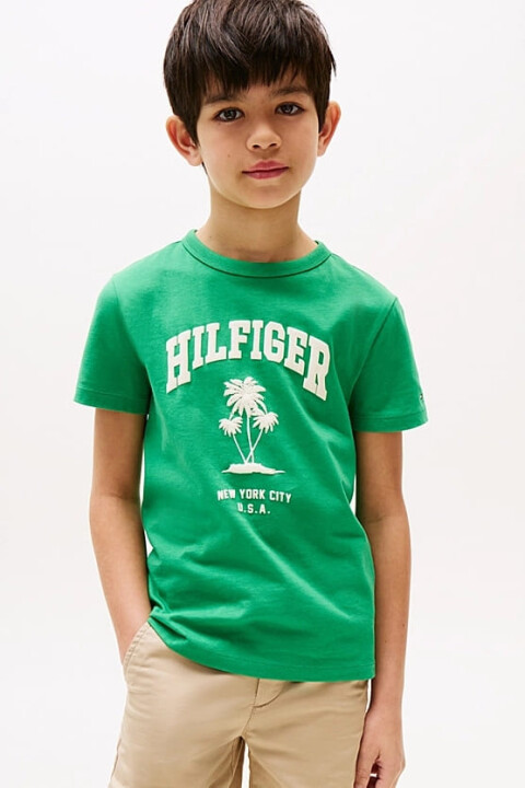 Erkek Çocuk Th Hilfiger Palm Logo T-Shirt - Yeşil 