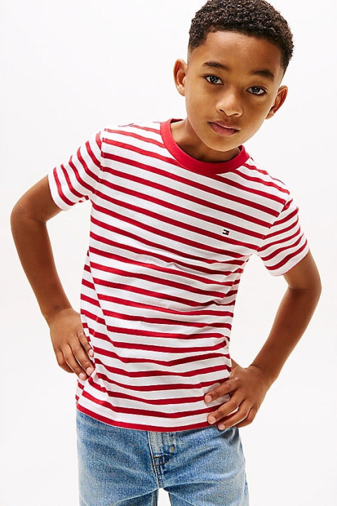 Erkek Çocuk Th Pamuklu T-Shirt - Kırmızı/Beyaz 
