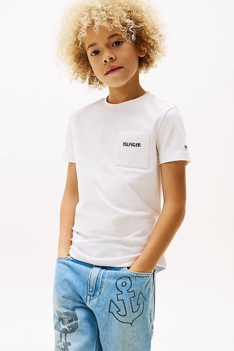 Erkek Çocuk Th Pique Yama Cepli T-Shirt - Beyaz 