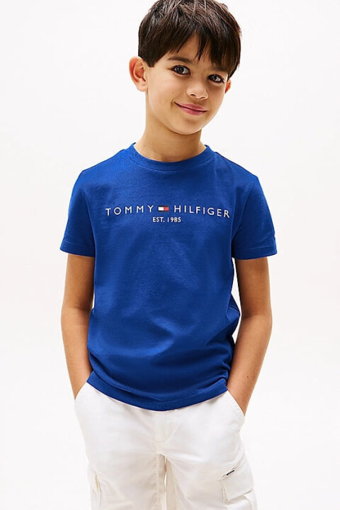 Erkek Çocuk Th Yazı Logo T-Shirt - Mavi 