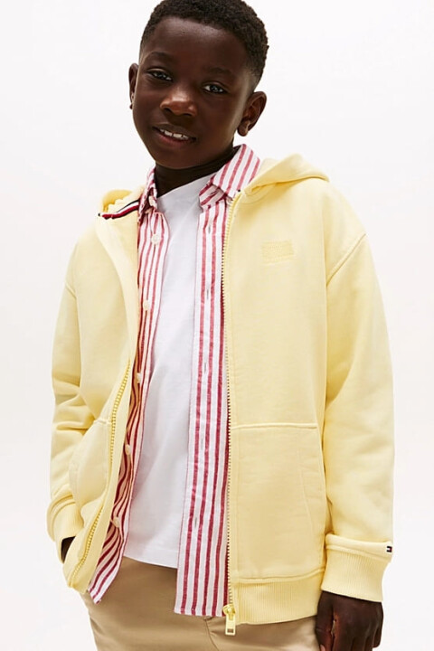 Erkek Çocuk Tonal Logo Fermuarlı Kapüşonlu Sweatshirt - Sarı 