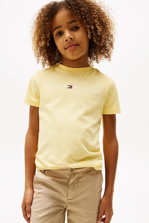 Erkek Çocuk Yazı Logo Pamuklu T-Shirt - Sarı 