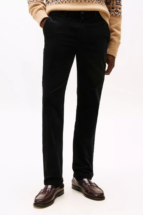 Erkek Denton Düz Paça Kadife Pantolon - Siyah 