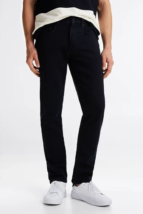 Erkek Denton Düz Paça Kot Pantolon - Lacivert 