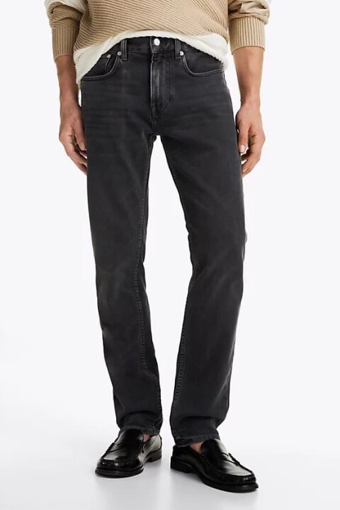 Erkek Denton Düz Paça Kot Pantolon - Siyah 