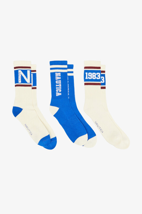 Erkek Desenli 3'lü Çorap - Mavi 