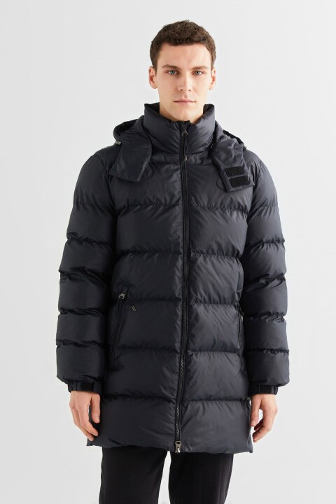 Erkek Dik Yaka Mont - Siyah 