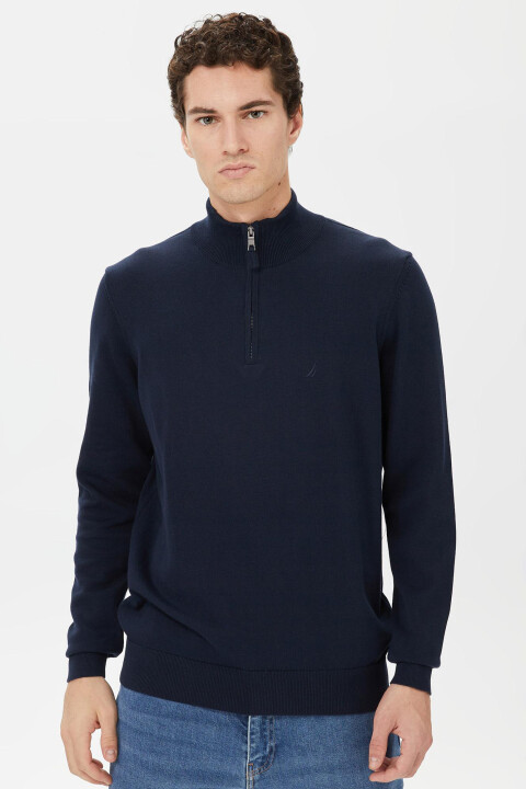 Erkek Dik Yakalı Triko Kazak - Lacivert 