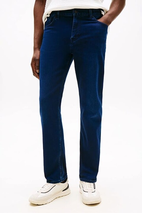 Erkek Düz Kesim 5 Cepli Esnek Kot Pantolon - Mavi 