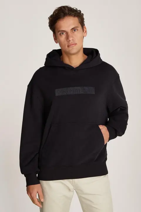 Erkek Embroıdered Box Sweatshirt - Siyah 
