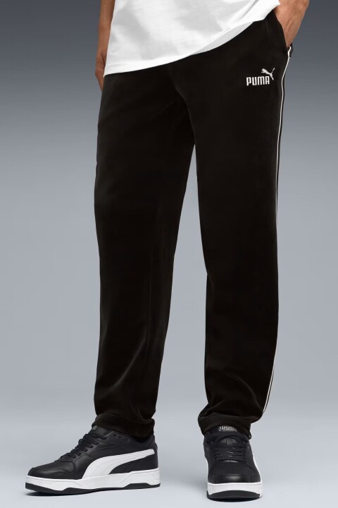 Erkek Ess Elevated Velour Şeritli Eşofman Altı - Siyah 