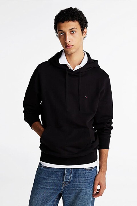 Erkek Essentıal Nakışlı Logo Kapüşonlu Sweatshirt - Siyah 