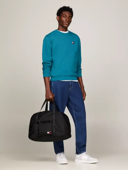 Erkek Essential Orta Boy Rozet Spor Çantası - Siyah 