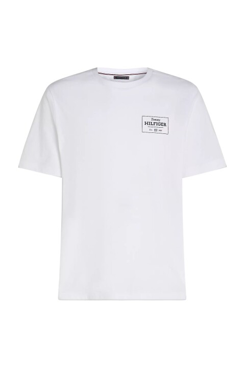 Erkek Etiket Baskı Logo T-Shirt - Beyaz 