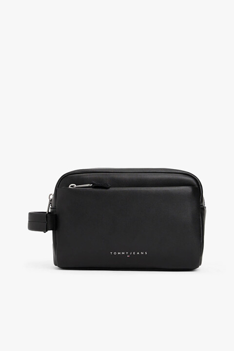 Erkek Fermuarlı Cepli Taşıma Saplı El Çantası - Siyah 